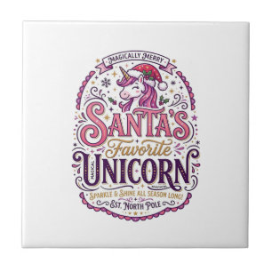 Eenhorn Santa's Favoriete Eenhorn Tegeltje