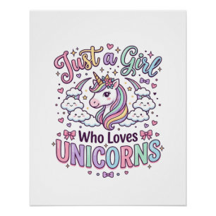 Eenhorn Slechts een meisje dat eenhoorns liefheeft Perfect Poster