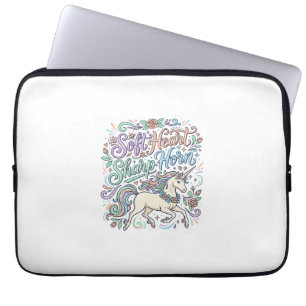 Eenhorn Soft Hart Scherpe Hoorn Witte Achtergrond Laptop Sleeve
