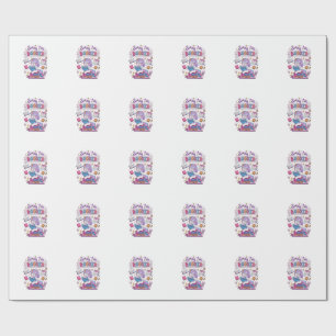 Eenhorn Sorry Ik ben Geboekt Retro Stijl Print op Cadeaupapier