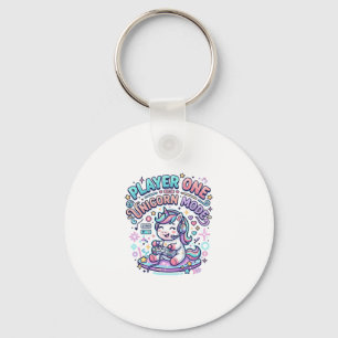Eenhorn Speler Een Eenhorn Modus Retro Stijl Grafi Sleutelhanger