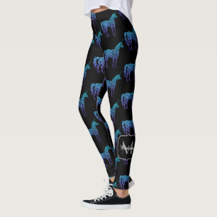 Eenhorn Sprankels aqua blauwe ombre patroon Monogr Leggings