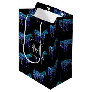 Eenhorn Sprankels aqua blauwe ombre patroon Monogr Medium Cadeauzakje
