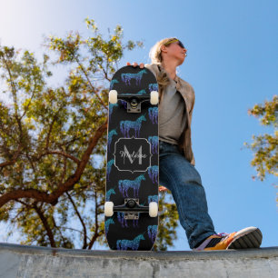 Eenhorn Sprankels aqua blauwe ombre patroon Monogr Persoonlijk Skateboard