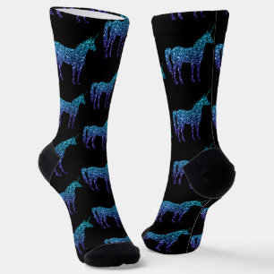 Eenhorn Sprankels aqua blauwe ombre patroon zwart Sokken