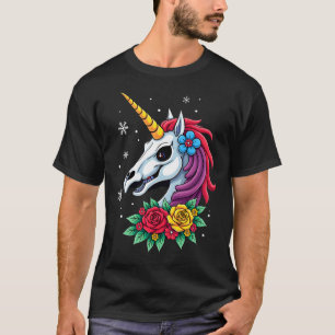 Eenhorn Suiker Schedel Mexicaanse Kunst, Kerst T-S T-shirt