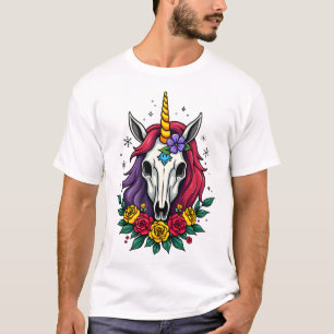 Eenhorn Suiker Schedel Mexicaanse Kunst, Kerst T-S T-shirt