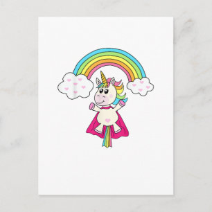 Eenhorn Superheld vliegt naar de regenboog T-shirt Briefkaart