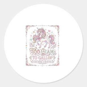 Eenhorn Te Glamoureus om te Galopperen Schattige K Ronde Sticker