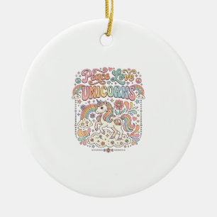 Eenhorn Vrede Liefde Eenhorn Schattig Vectorontwer Keramisch Ornament