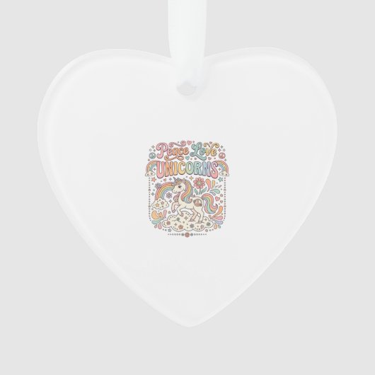 Eenhorn Vrede Liefde Eenhorn Schattig Vectorontwer Ornament (voorkant)