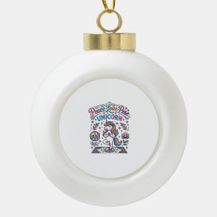 Eenhorn Vrede Liefde Pose Eenhorn Witte Achtergron Keramische Bal Ornament
