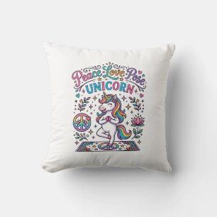 Eenhorn Vrede Liefde Pose Eenhorn Witte Achtergron Kussen