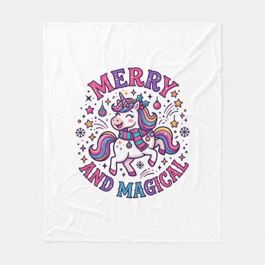 Eenhorn Vrolijk en Magisch Fleece Deken (Voorkant)
