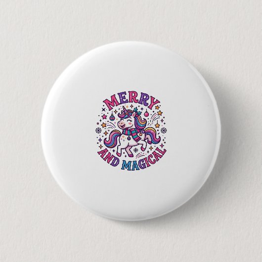 Eenhorn Vrolijk en Magisch Ronde Button 5,7 Cm (Voorkant)
