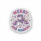 Eenhorn Vrolijk en Magisch Sticker (Voorkant)
