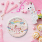 Eenhorn Waterverf Nep Glitter Verjaardagsbord Papieren Bordje (Feest)