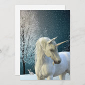Eenhorn Winterlandschap Sneeuw Vakantie Feestdagenkaart (Voorkant / Achterkant)