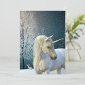 Eenhorn Winterlandschap Sneeuw Vakantie Feestdagenkaart (Staand voorkant)
