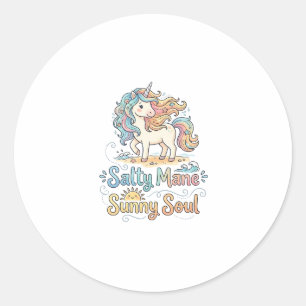 Eenhorn Zout Manen Zonnige Ziel Speelse Vector Ont Ronde Sticker