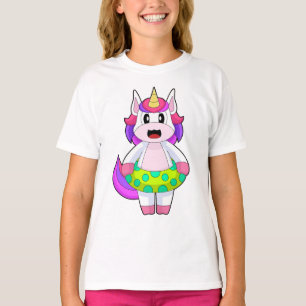 Eenhorn Zwemmen Opblaasbaar drijvend Lichaam Zomer T-shirt