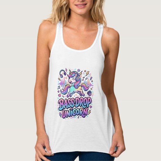 Eenhornbas Drop Eenhorn Cadeau Idee Typografie Des Tanktop (Voorkant)