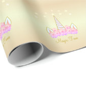 Eenhornbloemen & sterren cadeaupapier (Rol Hoek)