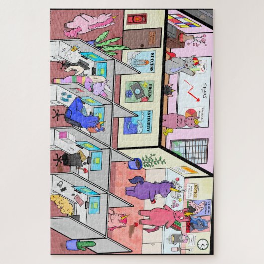 Eenhornen aan het werk legpuzzel (Verticaal)
