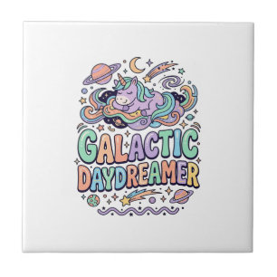 Eenhornig Galactisch Droomster Kawaii Sticker en T Tegeltje