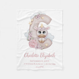 Eenhornig monogram letter C roze cadeau voor babym Fleece Deken