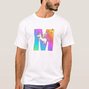 Eenhornig Monogram Letter M Initiaal Cute Meisjes T-shirt