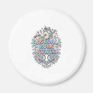 Eenhornige Baseball Hoorn Kracht Kawaii Vector Ont Magneet