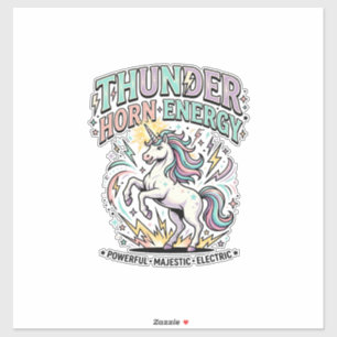 Eenhornige Donderhoorn Energie Retro Stijl Product Sticker