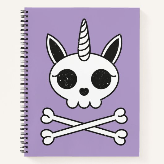 Eenhornige doodskop met gekruiste botten notitieboek (Voorkant)