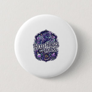 Eenhornige Heksen Paarden en Hoorns POD Klaar POD  Ronde Button 5,7 Cm