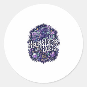Eenhornige Heksen Paarden en Hoorns POD Klaar POD Ronde Sticker