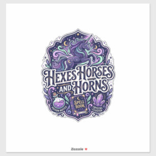 Eenhornige Heksen Paarden en Hoorns POD Klaar POD Sticker