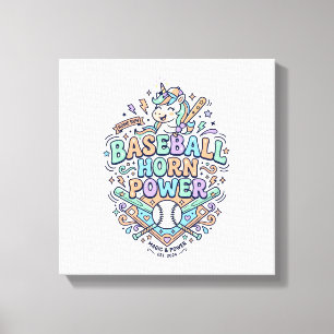 Eenhornige Honkbal Hoorn Kracht Kawaii Vector Ontw Canvas Afdruk