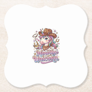 Eenhornige Howdy Eenhornige Cadeau Idee Sticker en Kartonnen Onderzetters