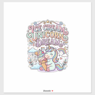 Eenhornige Ijs Eenhoorn Droom Grappige Typografie  Sticker