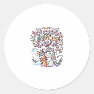 Eenhornige Ijs Eenhornige Droom Grappige Typografi Ronde Sticker
