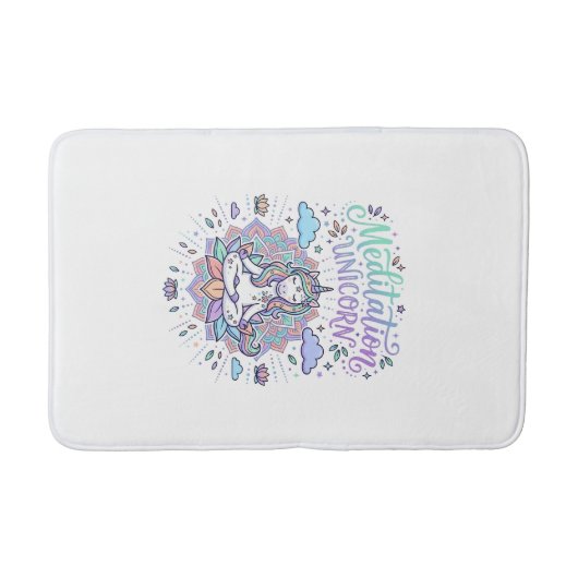 Eenhornige Meditatie Eenhoring Witte Achtergrond V Badmat (Voorkant)
