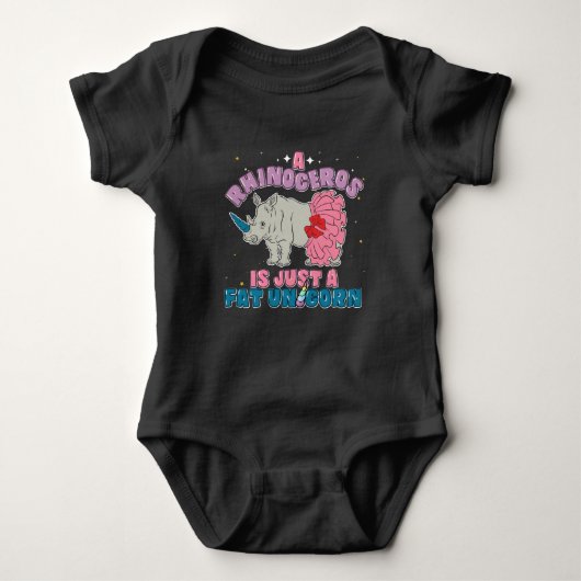 Eenhornige Neushoorn Dieren Baby Shower Nieuwe Moe Romper (Voorkant)