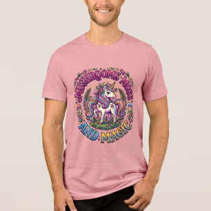 Eenhornige Paddenstoelen Mos en Magie Commercieel Tri-Blend Shirt