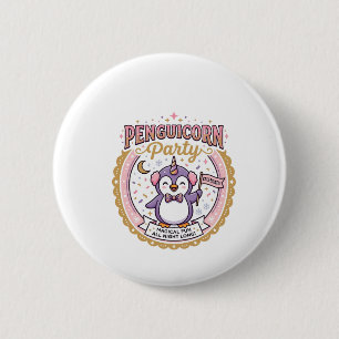 Eenhornige Penguicorn Feest POD Kant-en-klare Zazz Ronde Button 5,7 Cm