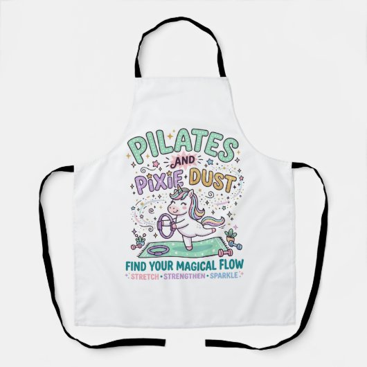 Eenhornige Pilates en Pixie Dust Vet Typografie T- Schort (Voorkant)