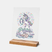 Eenhornige Pilates en Pixie Dust Witte Achtergrond Acryl Bord (Hoek)