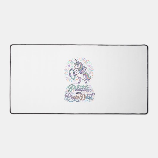 Eenhornige Pilates en Pixie Dust Witte Achtergrond Bureaumat (Voorkant)