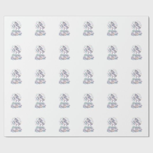 Eenhornige Pilates en Pixie Dust Witte Achtergrond Cadeaupapier (Vlak)