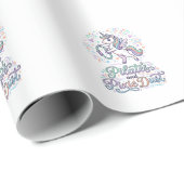 Eenhornige Pilates en Pixie Dust Witte Achtergrond Cadeaupapier (Rol Hoek)